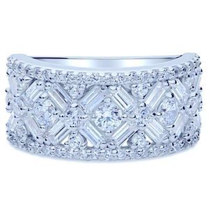 BNIB!! BERRICLE RHODIUM PLATED 925 ART DECO BAR RING-SIZE 6